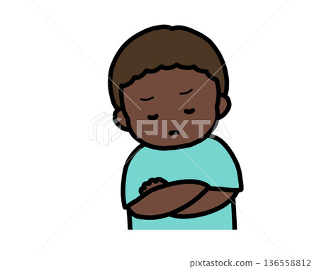 Worried (front view) black boy Worried (front view) black boy 136558812