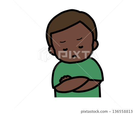 Worried (front view) black boy Worried (front view) black boy 136558813