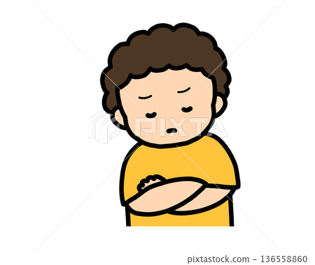 Worried (front view) Asian boy Worried (front view) Asian boy 136558860