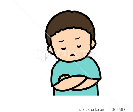 Worried (front view) Asian boy Worried (front view) Asian boy 136558861