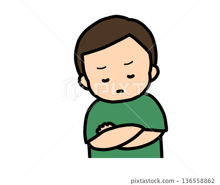 Worried (front view) Asian boy Worried (front view) Asian boy 136558862