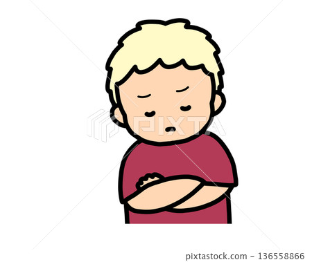 Worried (front view) blonde boy Worried (front view) blonde boy 136558866