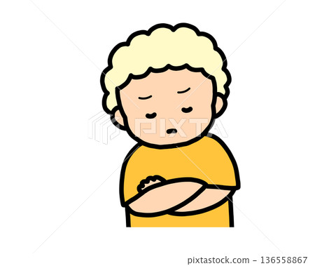 Worried (front view) blonde boy Worried (front view) blonde boy 136558867