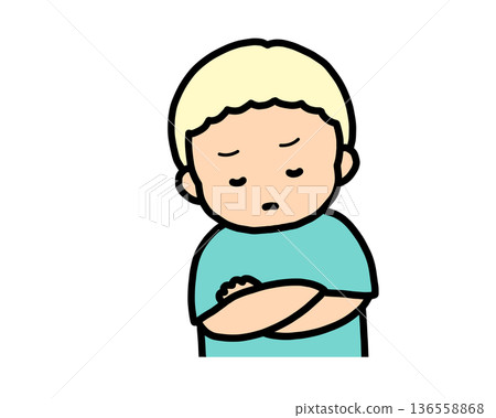 Worried (front view) blonde boy Worried (front view) blonde boy 136558868