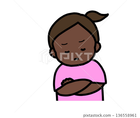 憂心忡忡的（正面）黑人女孩 136558961