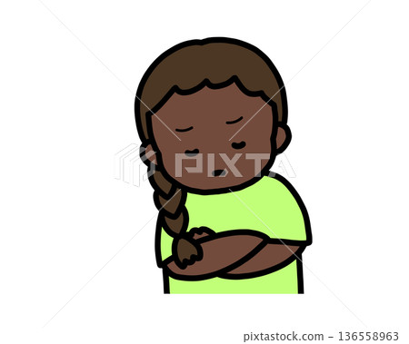 Worried (front view) black girl 136558963