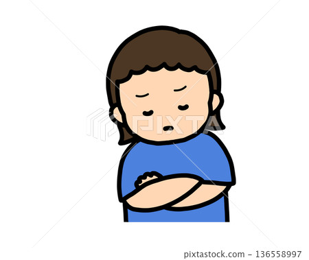 Worried (front view) Asian girl 136558997