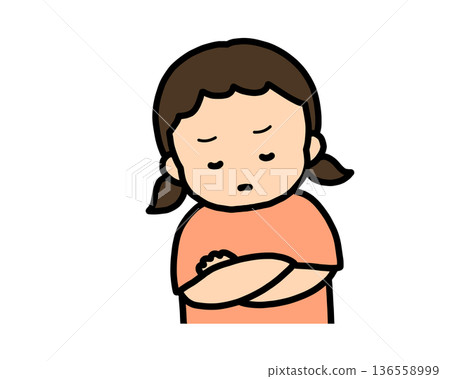 Worried (front view) Asian girl Worried (front view) Asian girl 136558999