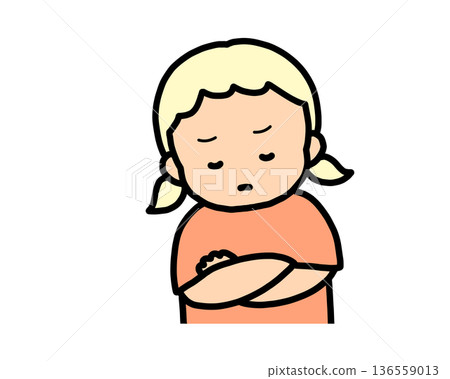 憂心忡忡的（正面）金髮女孩 136559013