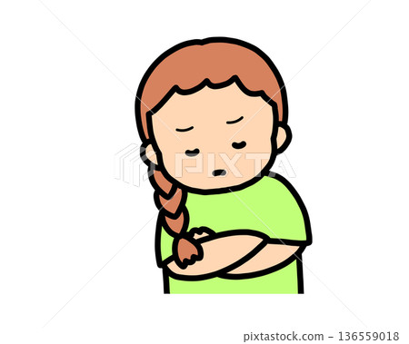 Worried (front view) brown-haired girl Worried (front view) brown-haired girl 136559018
