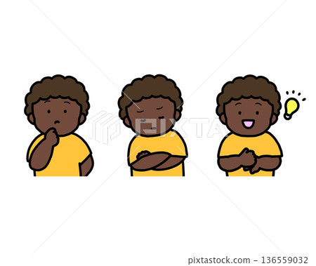 Worrying, Thinking, Inspirational Children's Emotional Expressions 3-Piece Set 136559032