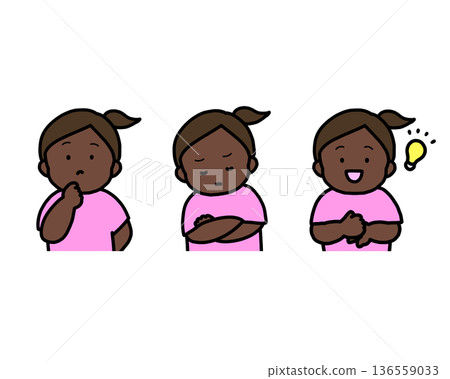 Worrying, Thinking, Inspirational Children's Emotional Expressions 3-Piece Set 136559033