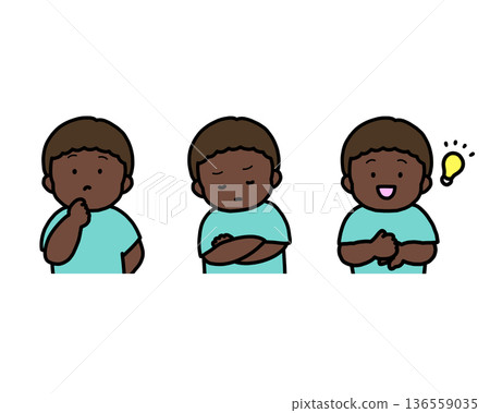 Worrying, Thinking, Inspirational Children's Emotional Expressions 3-Piece Set 136559035