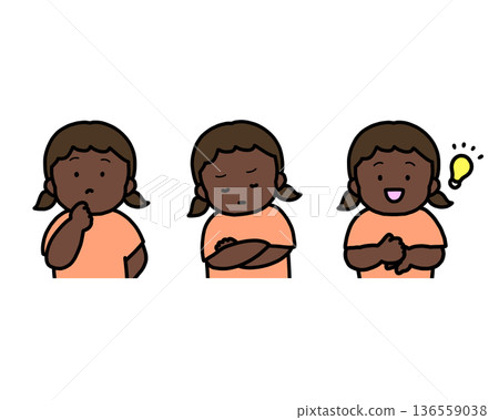 Worrying, Thinking, Inspirational Children's Emotional Expressions 3-Piece Set 136559038