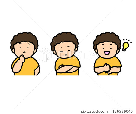 Worrying, Thinking, Inspirational Children's Emotional Expressions 3-Piece Set 136559046