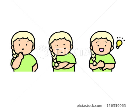 Worrying, Thinking, Inspirational Children's Emotional Expressions 3-Piece Set 136559063
