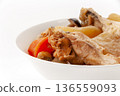 Chicken wings and radish stew with carrots and shimeji mushrooms, Japanese home cooking 136559093