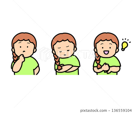 Worrying, Thinking, Inspirational Children's Emotional Expressions 3-Piece Set 136559104