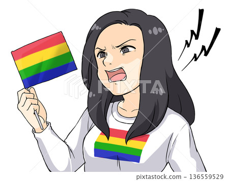 Image of a radical LGBT activist complaining Image of a radical LGBT activist complaining 136559529