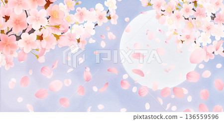 落花櫻花背景素材 136559596