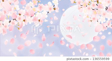 落花櫻花背景素材 136559599