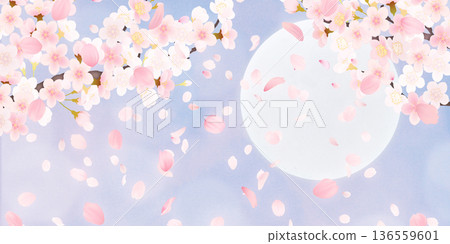Background material of cherry blossoms with falling petals 136559601