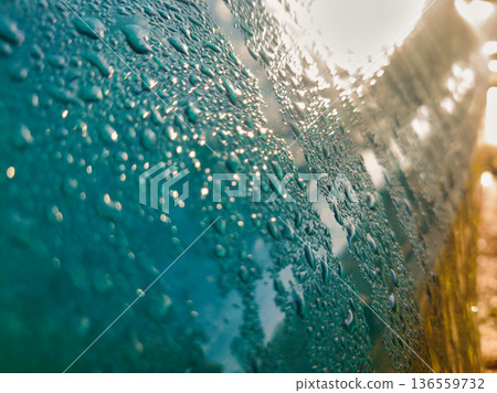 Budapest Serene Teal Surface with Morning Water Droplets and Golden Sun Flare at Pongratz Gergely ter Macro Condensation Texture for Wellness and Calm Design Background Hungary Art View Budapest Serene Teal Surface with Morning Water Droplets and Golden Sun Flare at Pongratz Gergely ter Macro Condensation Texture for Wellness and Calm Design Background Hungary Art View 136559732