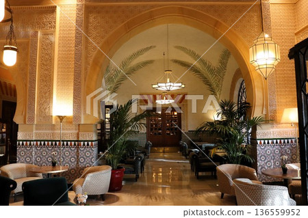 Hotel Lobby, Alhambra, Granada, Andalusia, Spain, Europe Hotel Lobby, Alhambra, Granada, Andalusia, Spain, Europe 136559952