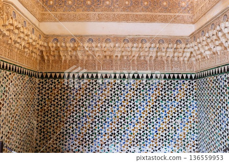 World Heritage Site, Alhambra Palace, Comares Palace tiles, Spain, Andalusia, Europe World Heritage Site, Alhambra Palace, Comares Palace tiles, Spain, Andalusia, Europe 136559953