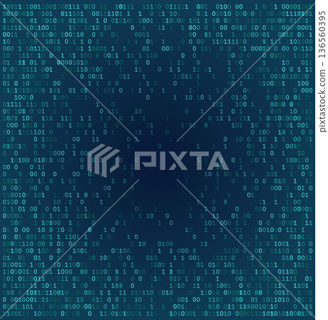 Binary Vignette - Abstract Digital Frame with Central Data Void in Deep Cyan and Teals 136560395
