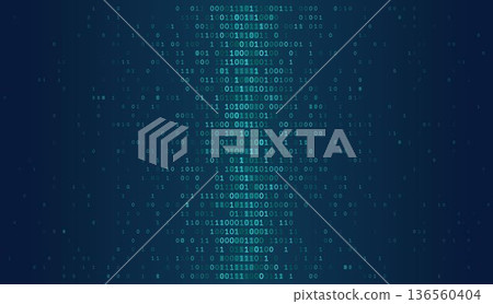 Digital Spine - Central Binary Column on Deep Teal Gradient Background Digital Spine - Central Binary Column on Deep Teal Gradient Background 136560404