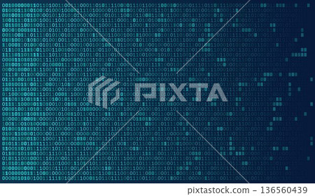 Digital Monolith - Structured Teal Binary Code Wall on Deep Blue Gradient Digital Monolith - Structured Teal Binary Code Wall on Deep Blue Gradient 136560439