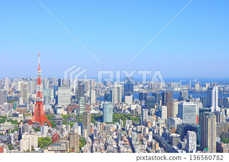 Tokyo Tower and Tokyo cityscape, Minato Ward, Tokyo Tokyo Tower and Tokyo cityscape, Minato Ward, Tokyo 136560782