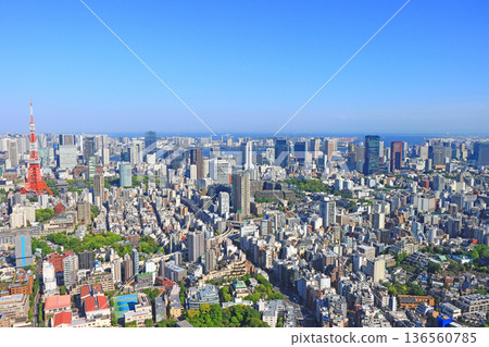 東京鐵塔風景與東京都會風景，東京港區 136560785