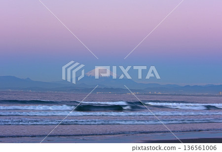 Mysterious Enoshima sunrise over Mt. Fuji 136561006