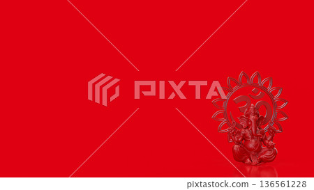 Red Ganesha with Om Symbol Background 3d render 136561228