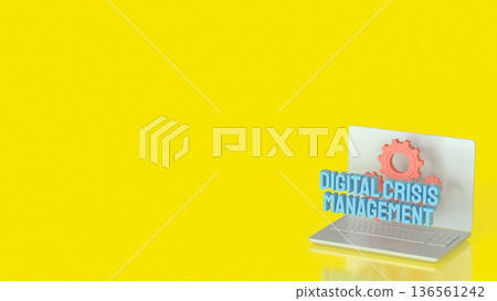 Digital Crisis Management Strategy on Laptop Screen Concept 3d render. Digital Crisis Management Strategy on Laptop Screen Concept 3d render. 136561242