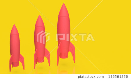 Startup Growth Stages With Three Rocket Launches 3d render. Startup Growth Stages With Three Rocket Launches 3d render. 136561256