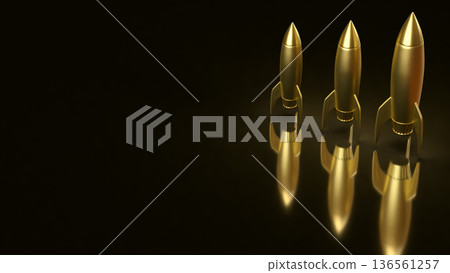 Luxury Business Growth Stages With Golden Rockets 3d render. Luxury Business Growth Stages With Golden Rockets 3d render. 136561257