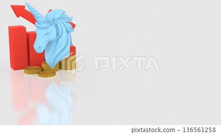 Unicorn Financial Growth Concept With Rising Market Value 3d render. Unicorn Financial Growth Concept With Rising Market Value 3d render. 136561258