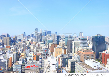 愛知縣名古屋市，名古屋市中心的風景，林立著許多摩天大樓 136561598