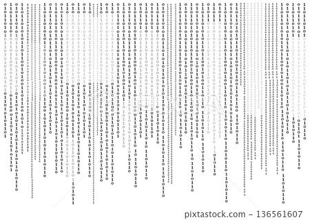 Binary Code Zero One Flowing Downward, Abstract Matrix Digital Art. 136561607