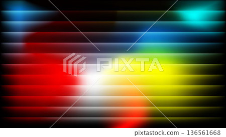 Abstract Gradient Mesh with Horizontal Gradient Stripes Background. Ribbed Glass Fractal Neon Background 136561668