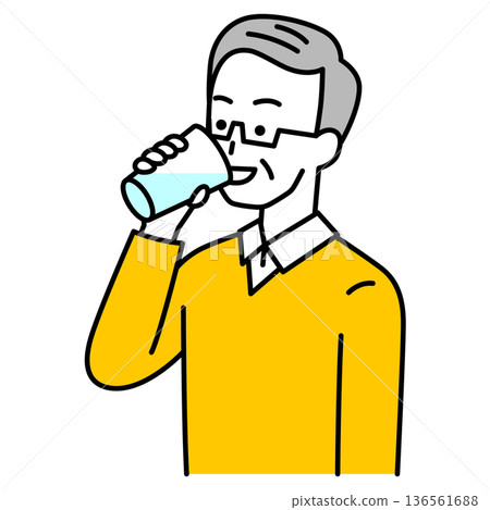 Elderly man drinking water from a glass 136561688