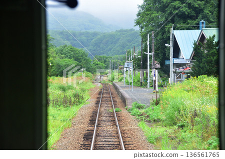 JR Hokkaido Hakodate Main Line: Scenery from the window of a local train from Kutchan Station to Konbu Station (Summer rain, 2023) JR Hokkaido Hakodate Main Line: Scenery from the window of a local train from Kutchan Station to Konbu Station (Summer rain, 2023) 136561765