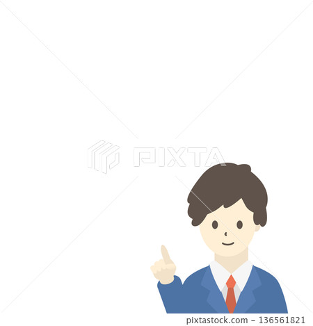 Illustration of a businessman pointing (square, blue suit) Illustration of a businessman pointing (square, blue suit) 136561821
