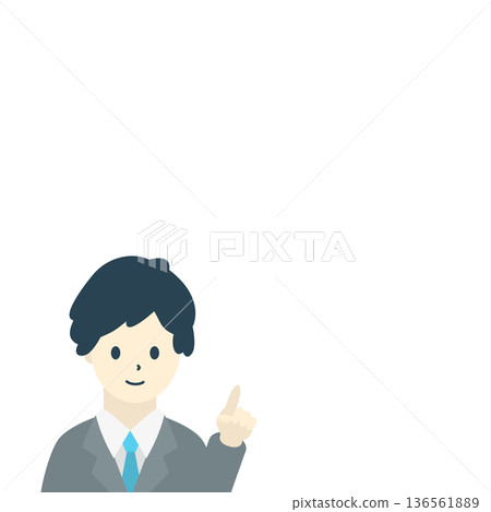 Illustration of a businessman pointing (square, gray suit) Illustration of a businessman pointing (square, gray suit) 136561889