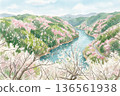 Illustration of the plum blossoms of Tsukigase Valley 136561938
