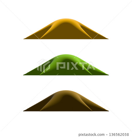 Mountain 3-color set simple illustration cutout material 136562038