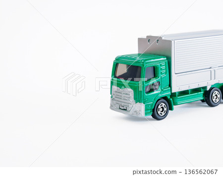 Truck miniature car placed on a white background Logistics and delivery image Truck miniature car placed on a white background Logistics and delivery image 136562067